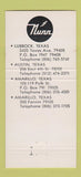 Matchbook Cover - Nunn Electric Supply Lubbock Austin Amarillo TX 30 Strike