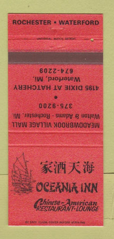Matchbook Cover - Oceania Inn Chinese Rochester Waterford MI 30 Strike