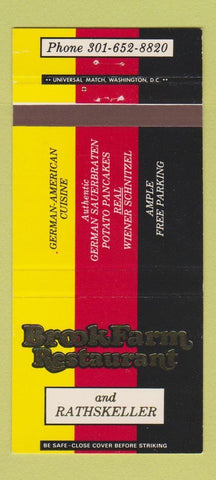 Matchbook Cover - Brookfarm Restaurant German Chevy Chase MD 30 Strike