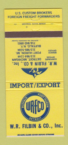 Matchbook Cover - WR Filbin Freight Detroit Port Huron MI Buffalo NY 30 Strike