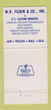 Matchbook Cover - WR Filbin Freight Detroit Port Huron MI Buffalo NY 30 Strike