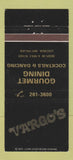 Matchbook Cover - Vargo's Restaurant Livonia MI 30 Strike