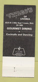 Matchbook Cover - Vargo's Restaurant Livonia MI 30 Strike