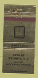 Matchbook Cover - Bank of Wyoming Rock Springs WY WEAR GOLD 30 Strike