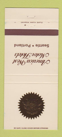 Matchbook Cover - American West Motor Hotels Portland OR Seattle WA 30 Strike