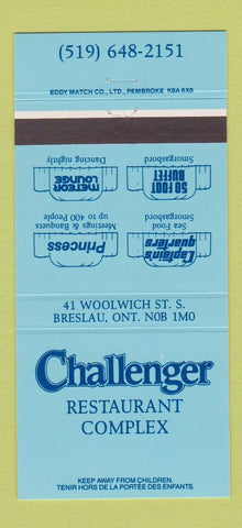 Matchbook Cover - Challenger Restaurant Complet Breslau ON 30 Strike