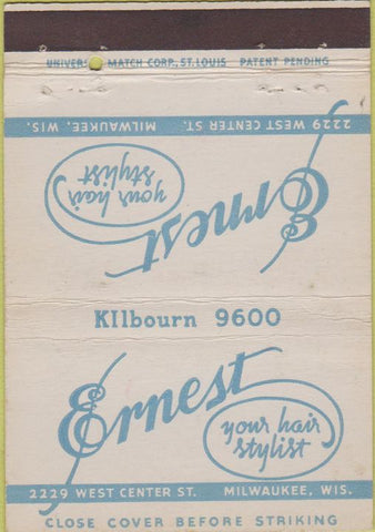 Matchbook Cover - Ernest Hair Stylist Milwaukee WI girlie 40 Strike