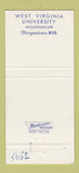 Matchbook Cover - Mountainlair West Virginia University Morgantown WV 30 Strike