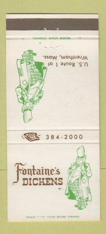 Matchbook Cover - Fontaine's Dickens Wrentham MA 30 Strike