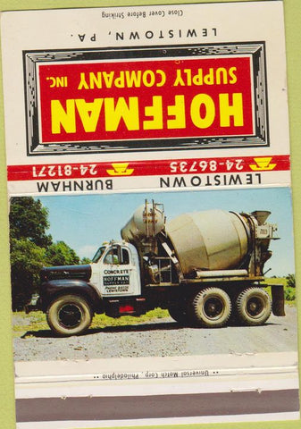 Matchbook Cover - Hoffman Supply Co Lewiston PA concrete 40 Strike
