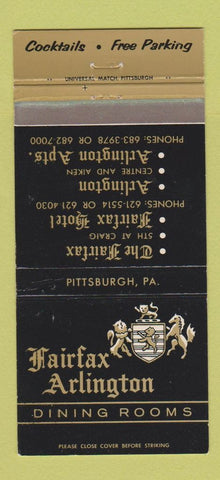 Matchbook Cover - Fairfax Arlington Hotel  Pittsburgh PA WEAR 30 Strike
