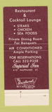 Matchbook Cover - Imperial Inn Elkhart IN SAMPLE 30 Strike