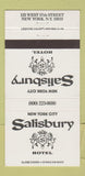Matchbook Cover - Salisbury Hotel New York City 30 Strike