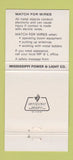 Matchbook Cover - Mississippi Power and Light  30 Strike
