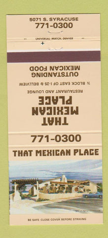 Matchbook Cover - That Mexican Place Denver Colorado 30 Strike