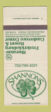 Matchbook Cover - Shannons Sheraton Fredericksburg VA Hotel 30 Strike