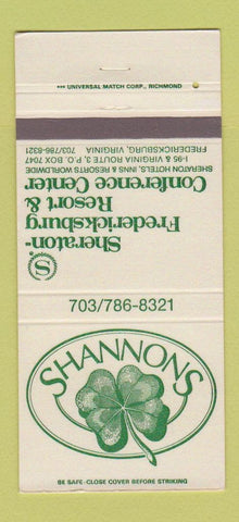 Matchbook Cover - Shannons Sheraton Fredericksburg VA Hotel 30 Strike