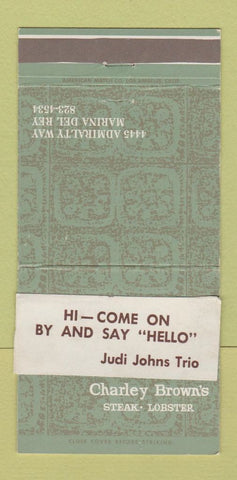Matchbook Cover - Charley Brown's Steak Marina Del Rey CA STICKER WEAR 30 Strike