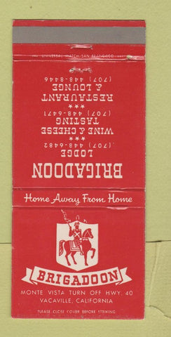Matchbook Cover - Brigadoon Lodge Vacaville CA 30 Strike