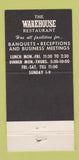 Matchbook Cover - Warehouse Restaurant South Boston MA 30 Strike