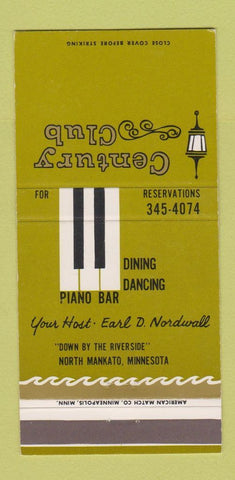 Matchbook Cover - Century Club North Mankato MN 30 Strike