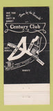 Matchbook Cover - Century Club North Mankato MN 30 Strike