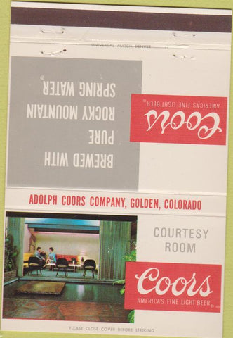 Matchbook Cover - Coors Beer Courtesy Room Golden CO 40 Strike