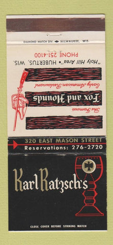 Matchbook Cover - Karl Ratzsch's Restaurant Hubertus WI WEAR 30 Strike
