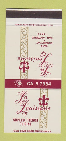 Matchbook Cover - La Louisiane French Restaurant San Antonio TX 30 Strike