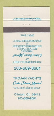 Matchbook Cover - Trojan Yachts Cedar Island Marina Clinton CT 30 Strike