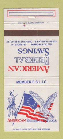 Matchbook Cover American Federal Savings Erlanger Crescent Springs KY 30 Strike