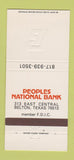 Matchbook Cover - Peoples National Bank Belton TX 30 Strike