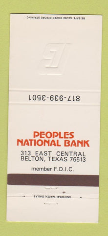 Matchbook Cover - Peoples National Bank Belton TX 30 Strike