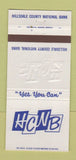 Matchbook Cover - Hillsdale County National Bank MI 30 Strike