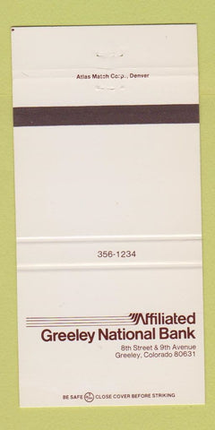 Matchbook Cover - Affiliated Greeley National Bank Colorado 30 Strike