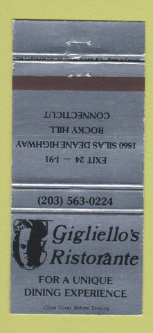 Matchbook Cover - Gigliello's Ristorante Rocky Hill CT SILVER 30 Strike