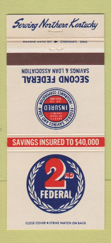 Matchbook Cover - 2nd Federal Savings and Loan KY Covington Florence 30 Strike