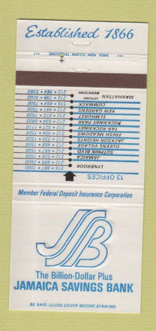 Matchbook Cover - Jamaica Savings Bank New York NY 30 Strike