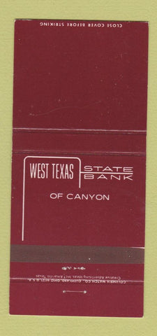 Matchbook Cover - West Texas State Bank Canyon TX 30 Strike