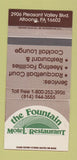 Matchbook Cover - The Fountain Motel Restaurant Altoona PA 30 Strike