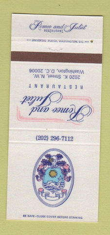 Matchbook Cover - Romeo and Juliet Restaurant Washington DC 30 Strike
