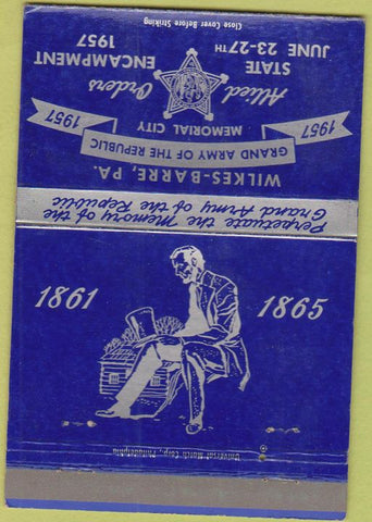 Matchbook Cover - Wilkes Barre PA City 1957 Abraham Lincoln 40 Strike
