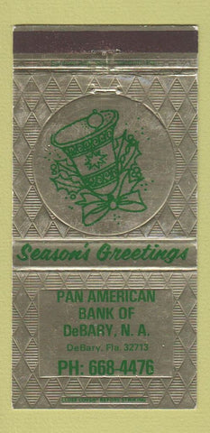 Matchbook Cover - Pan American Bank DeBary FL Christmas 30 Strike