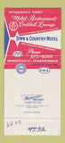 Matchbook Cover - Town and Country Motel Monroeville PA 30 Strike