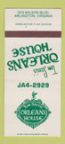 Matchbook Cover - Tom Sarris' Orleans House Arlington VA 30 Strike