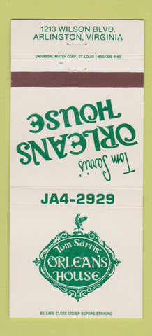 Matchbook Cover - Tom Sarris' Orleans House Arlington VA 30 Strike