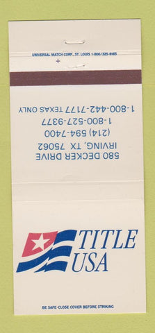 Matchbook Cover - Title USA Irving TX 30 Strike