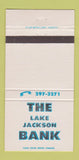 Matchbook Cover - The Lake Jackson Bank Houston? TX 30 Strike