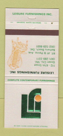 Matchbook Cover - Leisure Furnishings Bethany Beach DE Ocean City MD 30 Strike