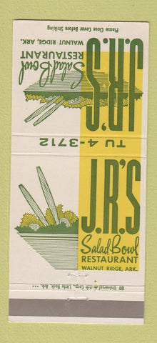Matchbook Cover - JR's Sald Bowl Walnut Ridge AR restaurant #1 30 Strike